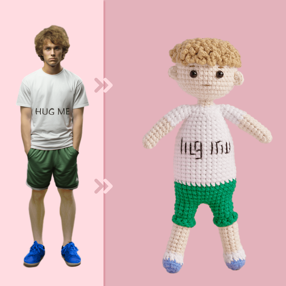 Full Body Customizable 1 Person Custom Crochet Doll Personalized Gifts Handwoven Mini Dolls - Hug Me Boy - Giftlab
