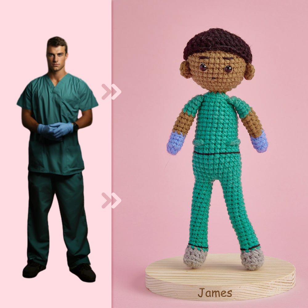 Full Body Customizable 1 Person Custom Crochet Doll Personalized Gifts Handwoven Mini Dolls - Scrubs - Giftlab