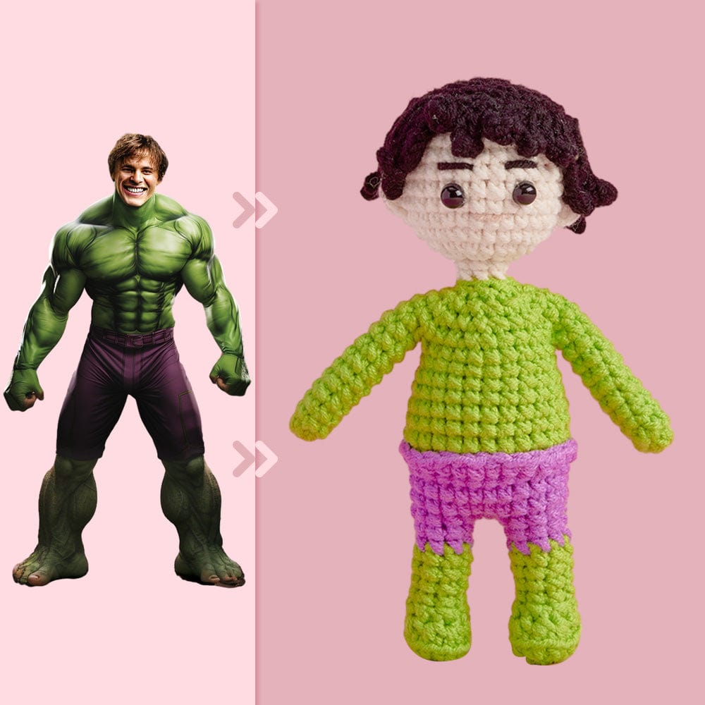Full Body Customizable 1 Person Custom Crochet Doll Personalized Gifts Handwoven Mini Dolls - Hulk - Giftlab