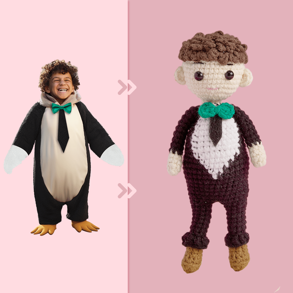 Full Body Customizable 1 Person Custom Crochet Doll Personalized Gifts Handwoven Mini Dolls - Penguin - Giftlab