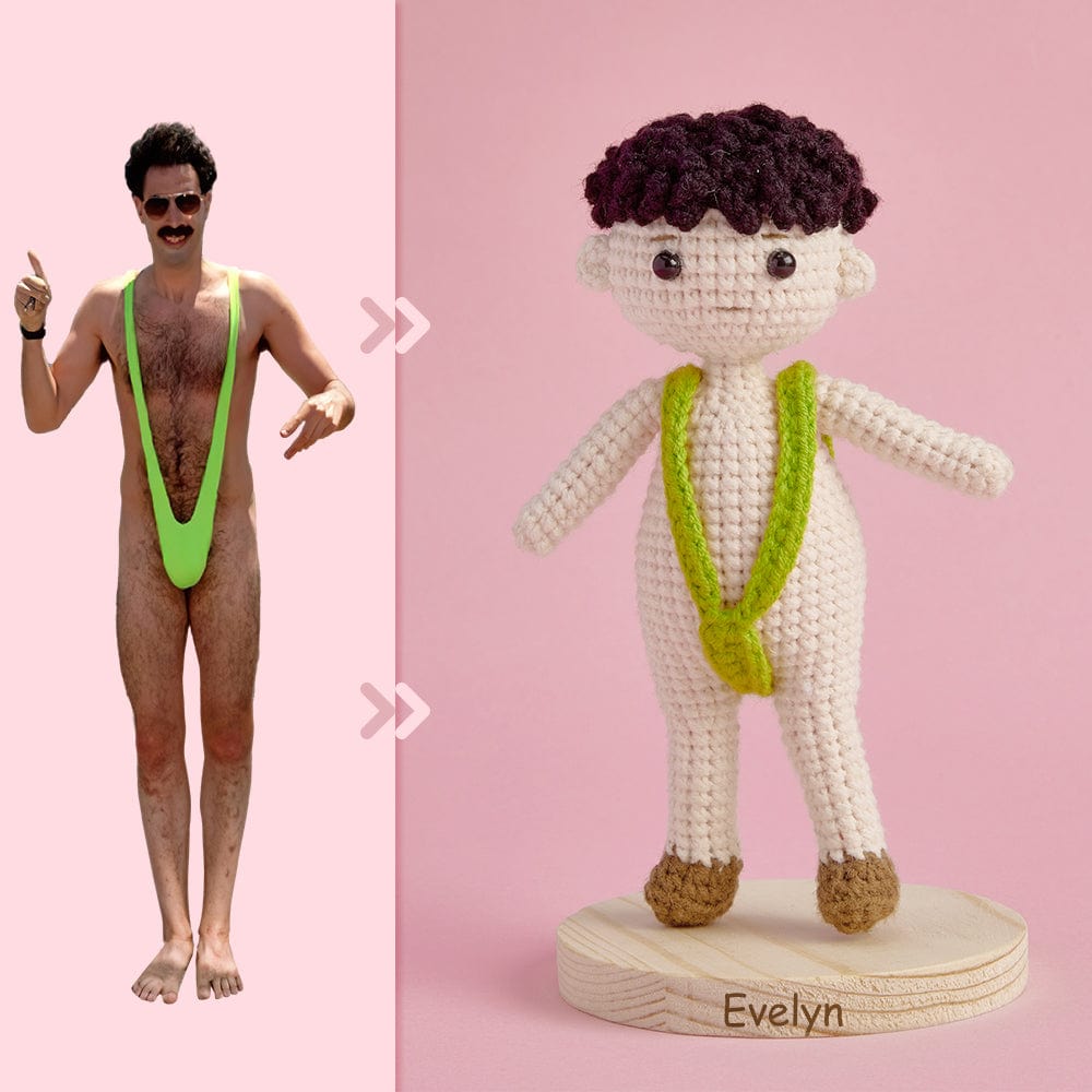Full Body Customizable 1 Person Custom Crochet Doll Personalized Gifts Handwoven Mini Dolls - Funny Man Bikini - Giftlab