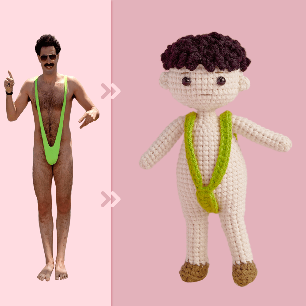 Full Body Customizable 1 Person Custom Crochet Doll Personalized Gifts Handwoven Mini Dolls - Funny Man Bikini - Giftlab