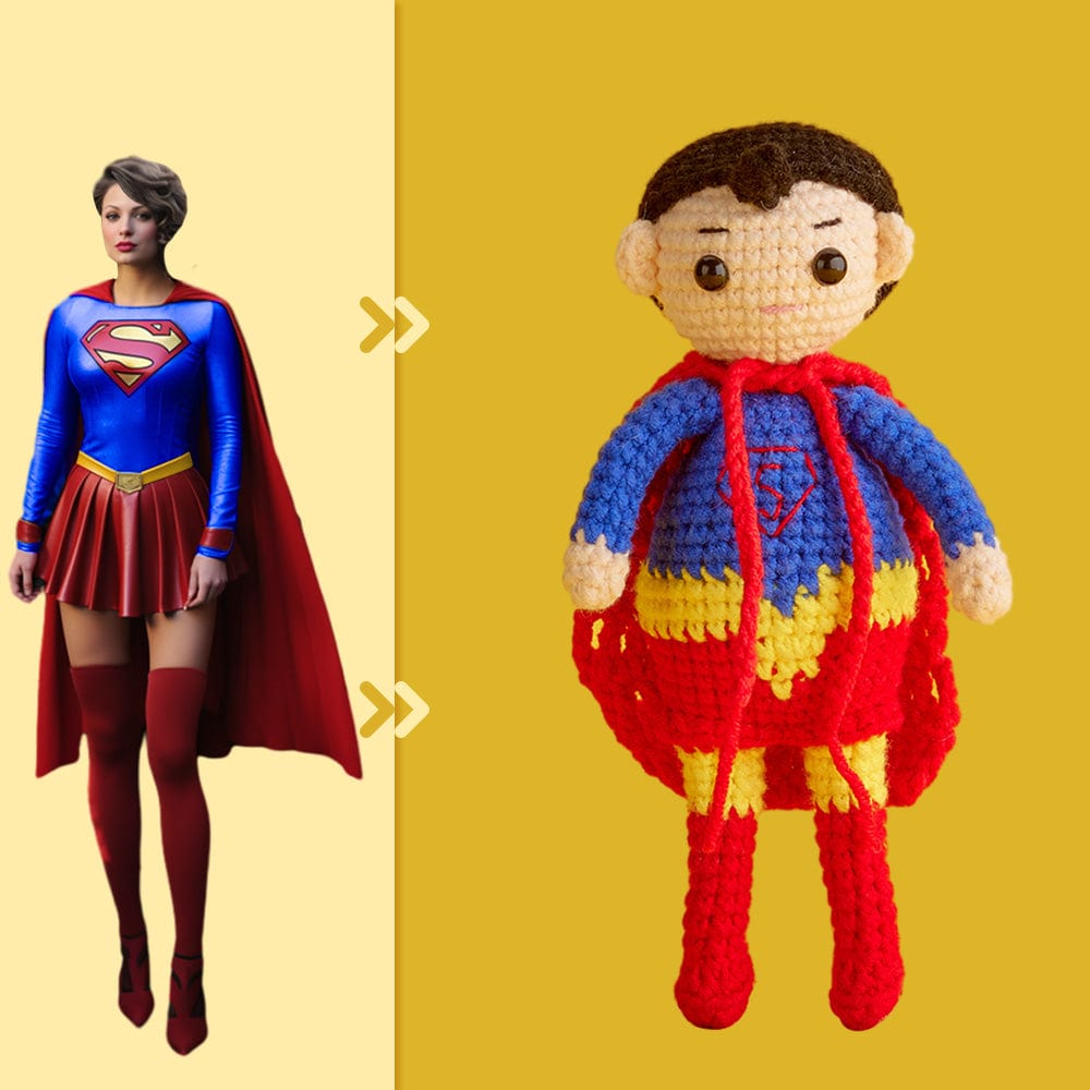 Full Body Customizable 1 Person Custom Crochet Doll Personalized Gifts Handwoven Mini Dolls - Supergirl - Giftlab