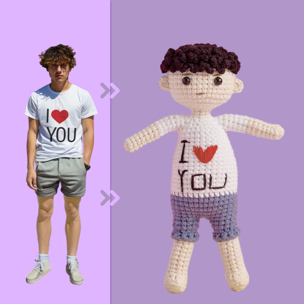 Full Body Customizable 1 Person Custom Crochet Doll Personalized Gifts Handwoven Mini Dolls - I Love You - Giftlab