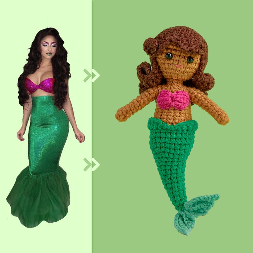 Full Body Customizable 1 Person Custom Crochet Doll Personalized Gifts Handwoven Mini Dolls - Mermaid - Giftlab