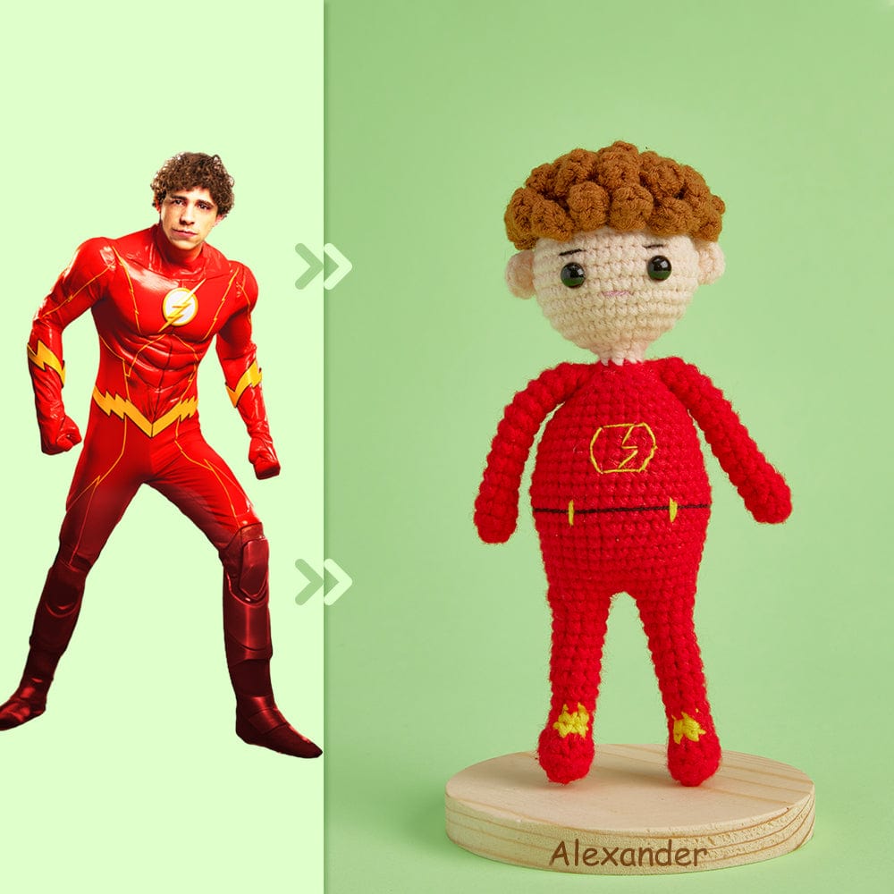Full Body Customizable 1 Person Custom Crochet Doll Personalized Gifts Handwoven Mini Dolls - Flash - Giftlab