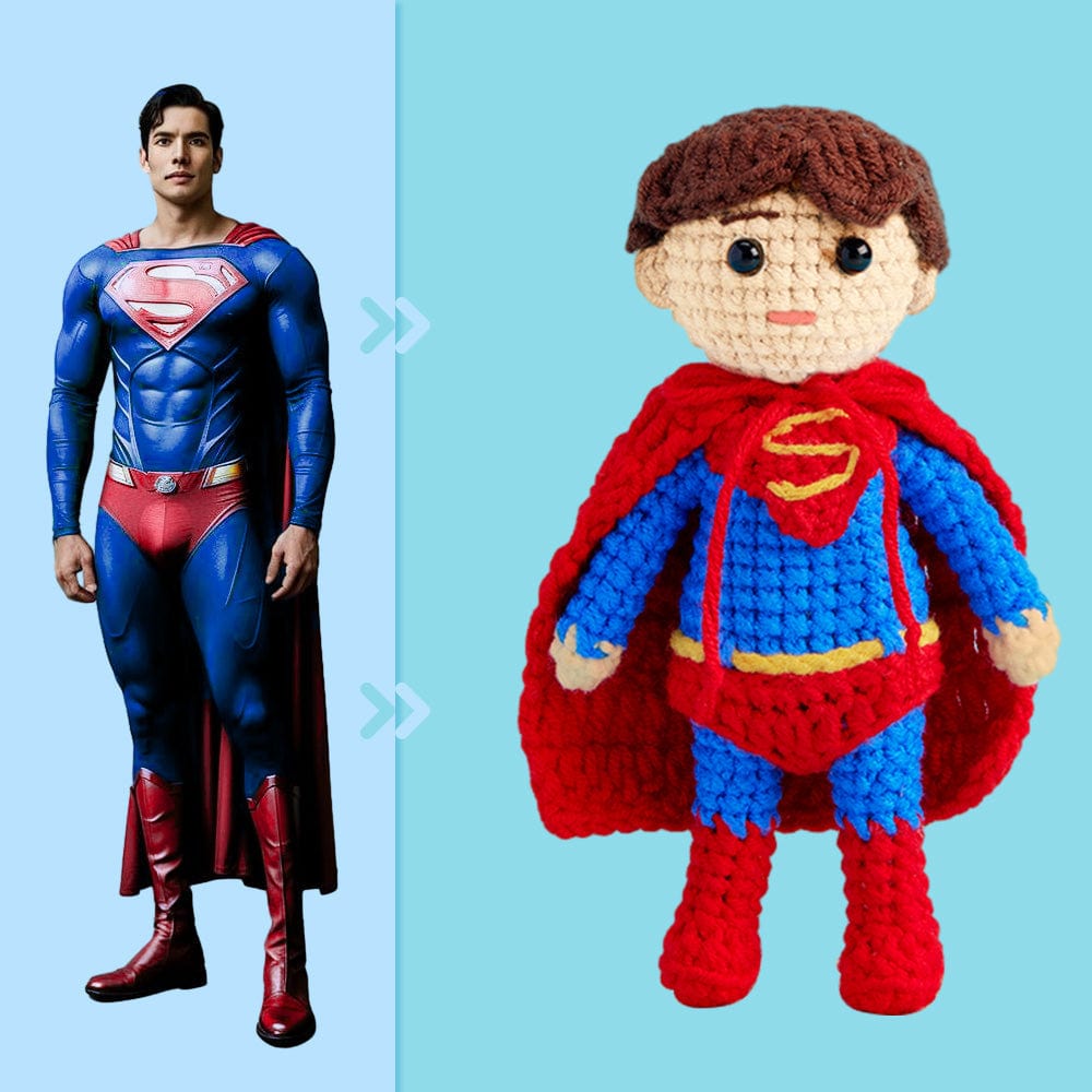 Full Body Customizable 1 Person Custom Crochet Doll Personalized Gifts Handwoven Mini Dolls - Superman - Giftlab