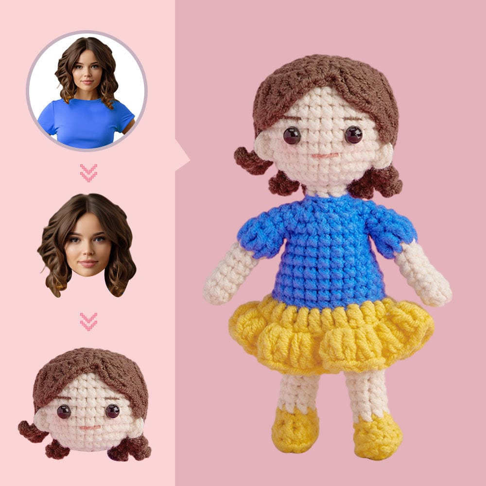 Custom Face Crochet Doll Personalized Gifts Handwoven Mini Dolls - Snow White - Giftlab