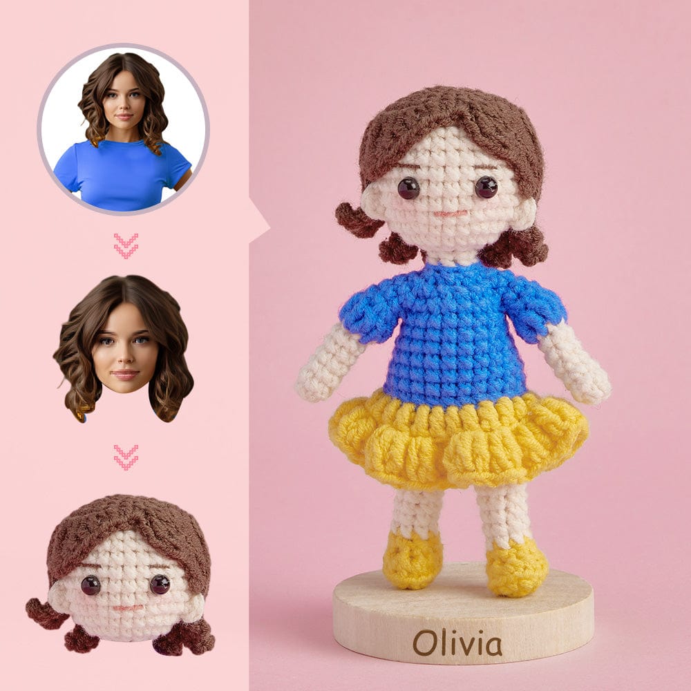 Custom Face Crochet Doll Personalized Gifts Handwoven Mini Dolls - Snow White - Giftlab