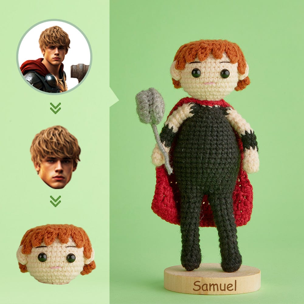 Custom Face Crochet Doll Personalized Gifts Handwoven Mini Dolls - Thor - Giftlab