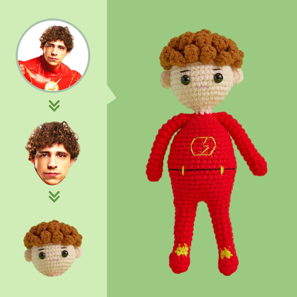 Custom Face Crochet Doll Personalized Gifts Handwoven Mini Dolls - Flash - Giftlab