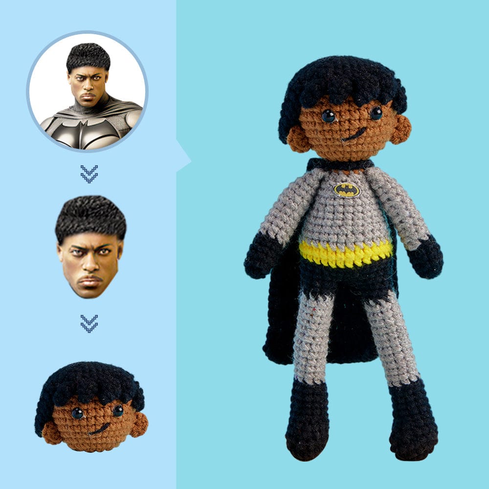 Custom Face Crochet Doll Personalized Handwoven Mini Dolls Gifts - Batman - Giftlab