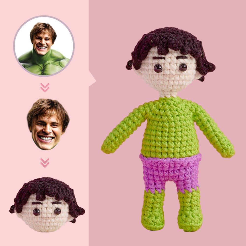 Custom Face Crochet Doll Personalized  Handwoven Mini Dolls Gifts - Hulk - Giftlab
