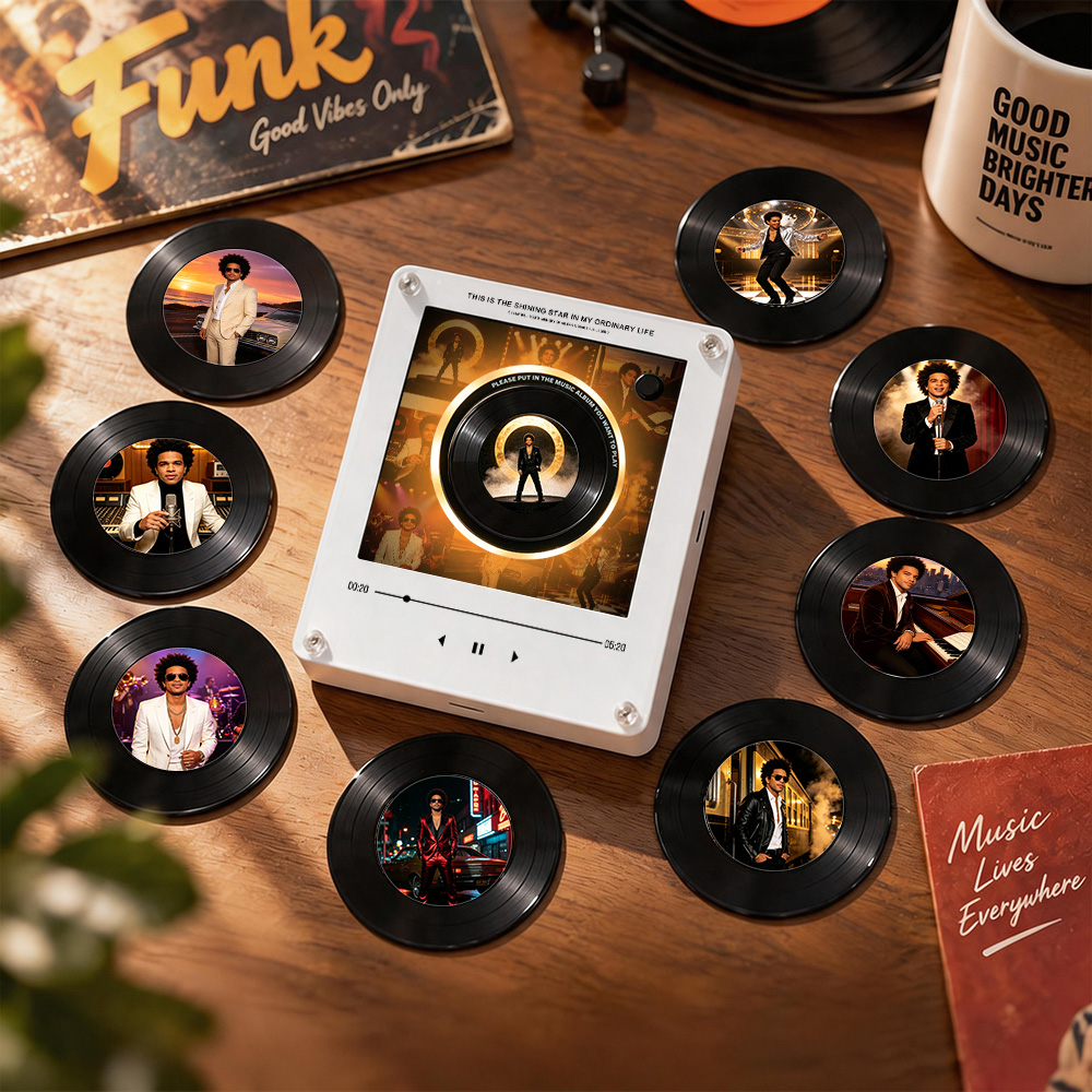 Retro 80s Funk Icon NFC Vinyl Style music player Disc Sign Smart Music Playback Refrigerator Magnet