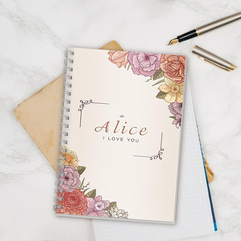 Personalized Spiral Notebook Ruled Line Flower 14*21CM - Giftlab