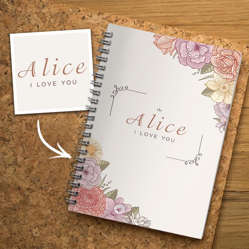 Personalized Spiral Notebook Ruled Line Flower 14*21CM - Giftlab