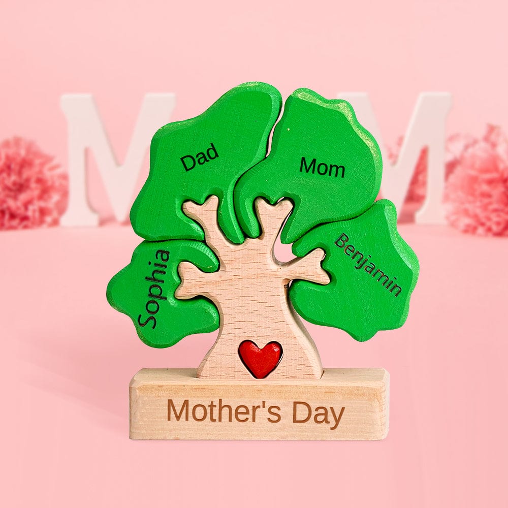 Mother's Day Gifts Wooden Family Tree Puzzle Custom Names Home Decor - Giftlab