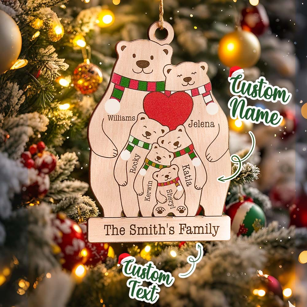 Personalized Family Wooden Bears Ornament Christmas Gift for Family - Giftlab