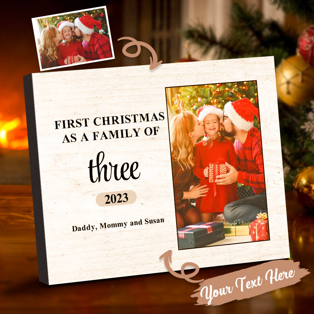 Custom Family Photo First Christmas Personalized Name Plaque - Giftlab