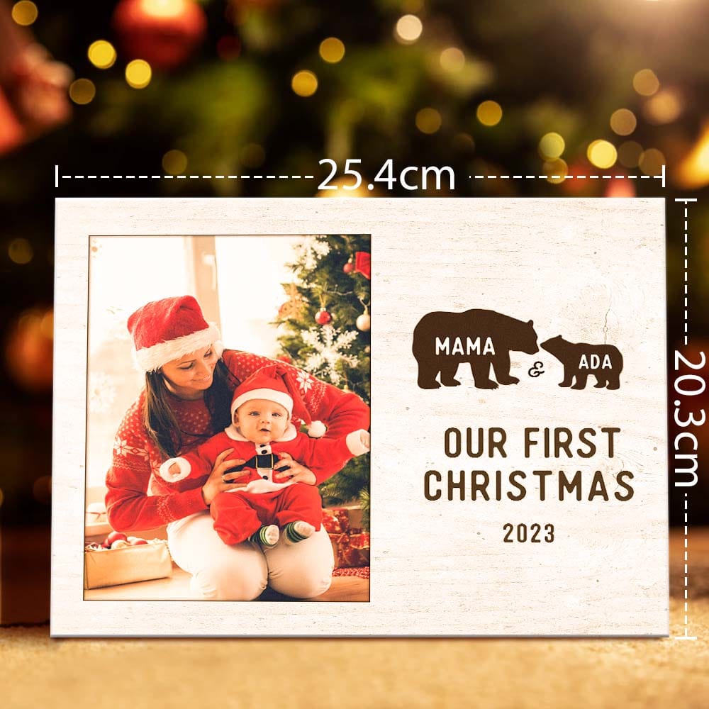 Custom Photo Mom and Baby's First Christmas Personalized Name Plaque - Giftlab