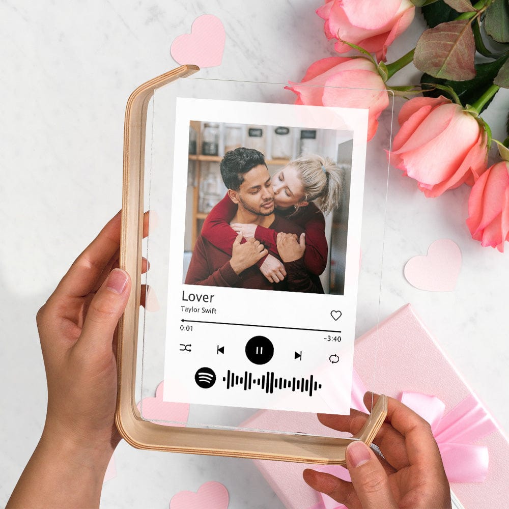 Custom L-shape Spotify Photo Frames Personalized Acrylic Picture Frame for Tabletop or Desktop Decor Valentine's Day Gift - Giftlab