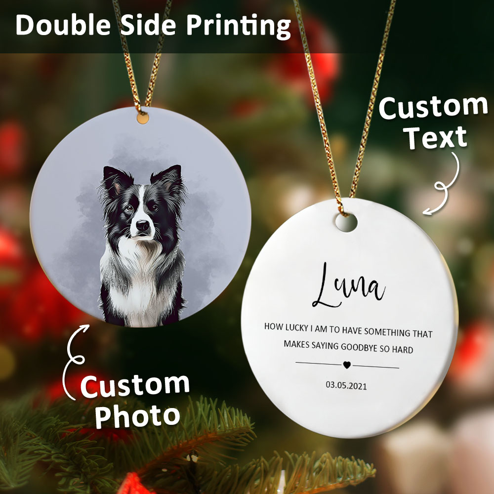 Personalized Pet Watercolor Ornament Using Pet's Photo + Name - Custom Ornament Christmas Dog Ornament Personalized Dog Ornament Custom Dog