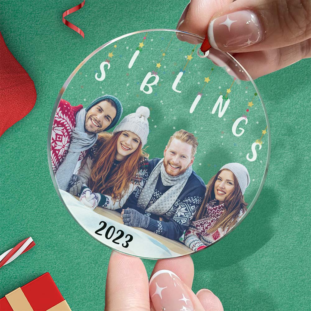 Personalized Photo Christmas Ornament Christmas Gift Sisters Siblings Family Brothers - Giftlab