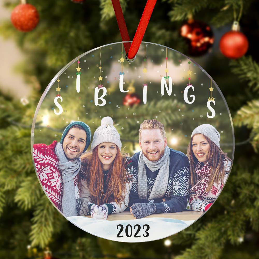 Personalized Photo Christmas Ornament Christmas Gift Sisters Siblings Family Brothers - Giftlab