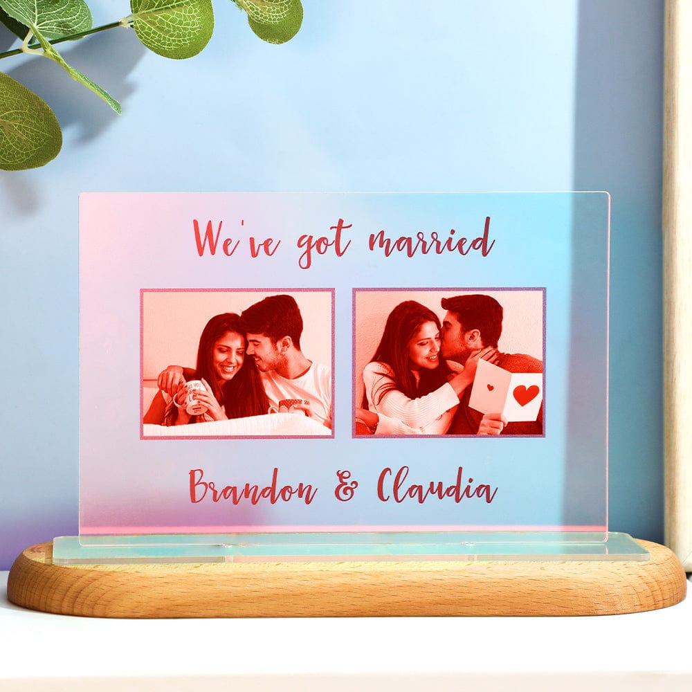 Custom Photo Transparent Gradient Color Acrylic Ornaments Personalized Engraved Keepsake for Couples - Giftlab