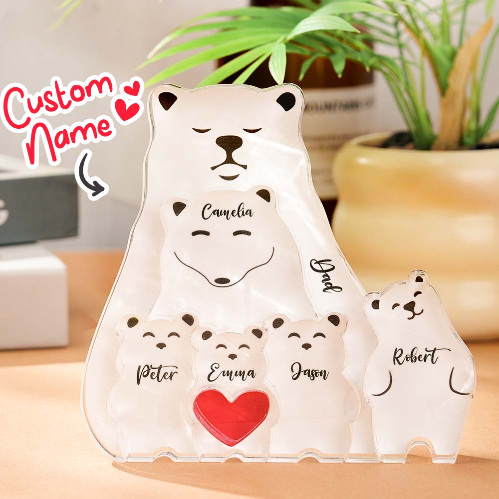 Personalized Bear Puzzle Single Parent Bears Family Block Puzzle Gifts for Mother Father