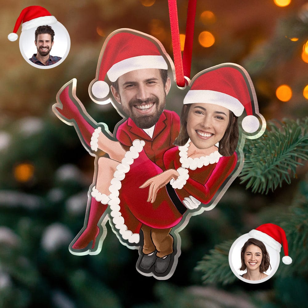 Custom Couple Christmas Tree Ornament Personalized Face Christmas Gift - Giftlab
