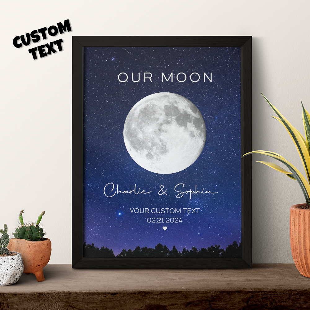 Our Moon Couple Gift Moon Phase Art Anniversary Gift For Him, Gift for Her Wedding Gift Personalized Photo Frame Decoration - Giftlab