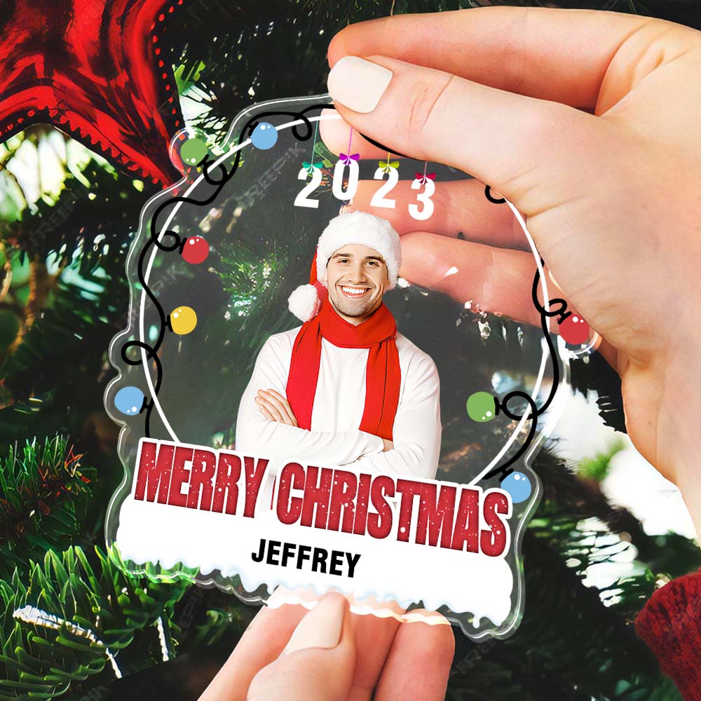 Custom Photo Christmas Tree Ornament Personalized Name Christmas Gift - Giftlab