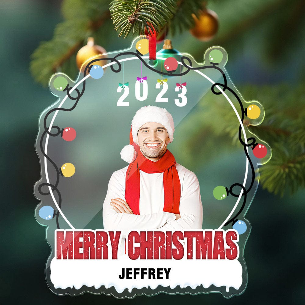Custom Photo Christmas Tree Ornament Personalized Name Christmas Gift - Giftlab