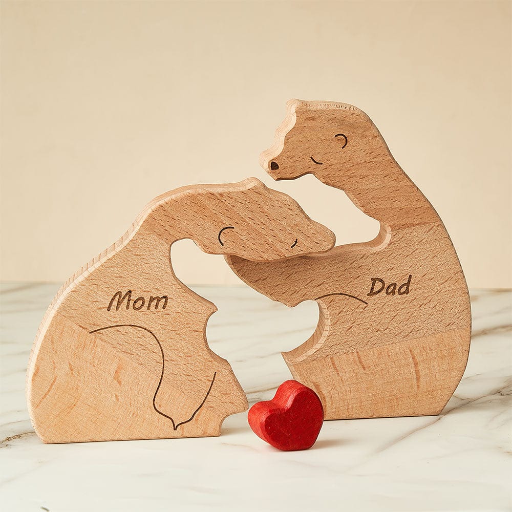 Custom Names Wooden Bears Family Block Puzzle Home Decor Gifts - Giftlab