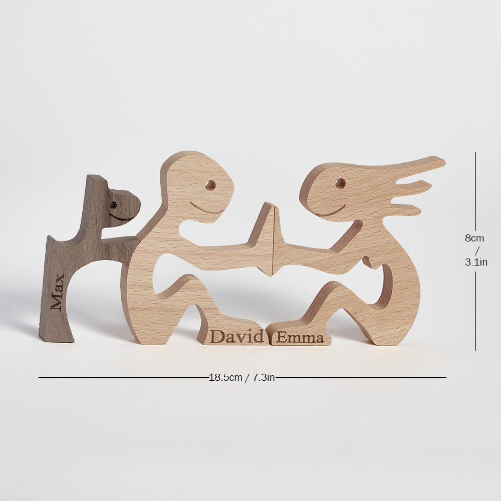 Love Couple and Dog Wooden Blocks Custom Names Table Decor Vallentine's Day Gifts - Giftlab