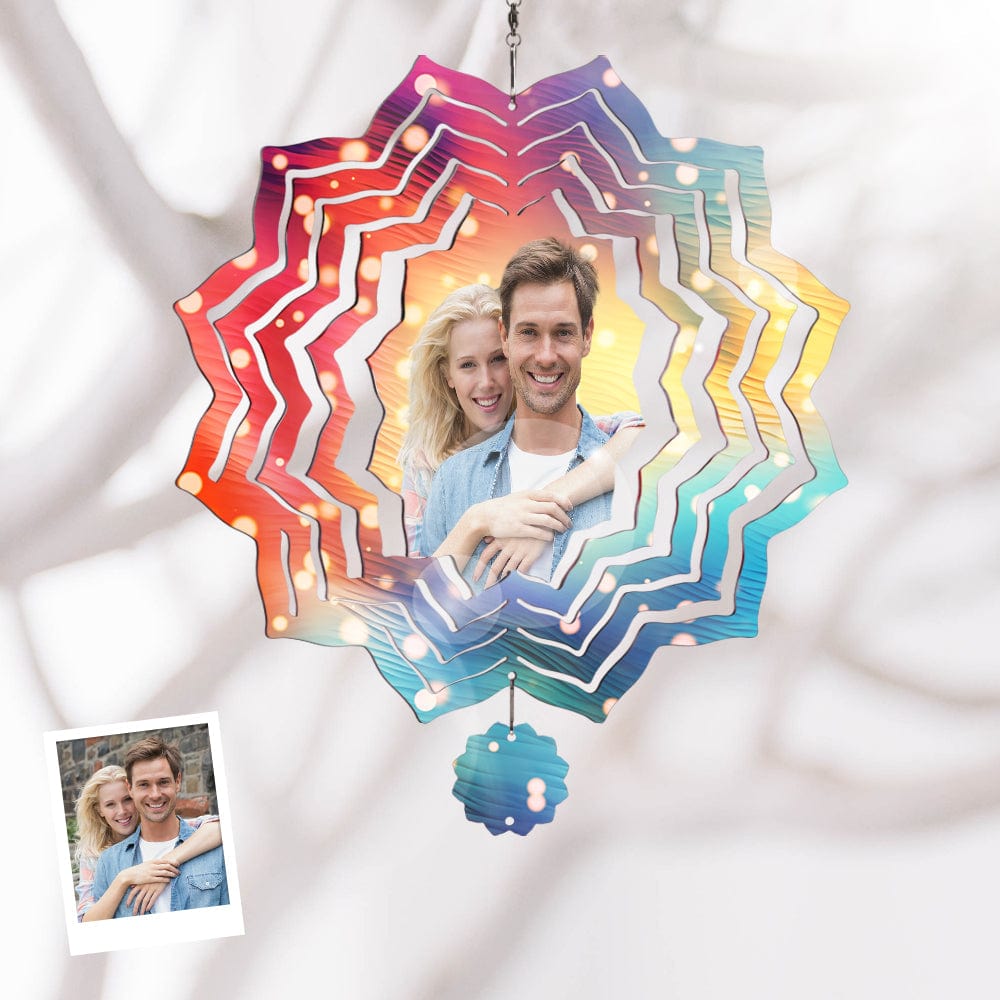 Valentine's Gifts Personalized Photo Wind Spinner Chime Garden Decor - Giftlab