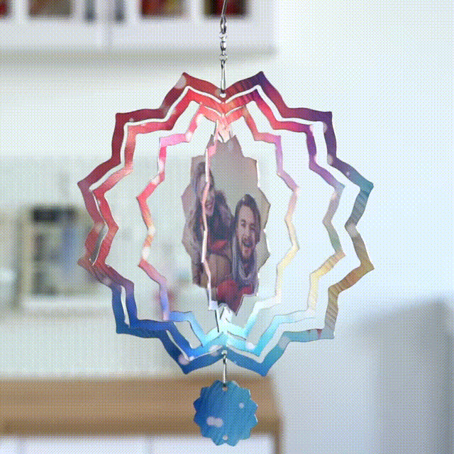 Valentine's Gifts Personalized Photo Wind Spinner Chime Garden Decor - Giftlab