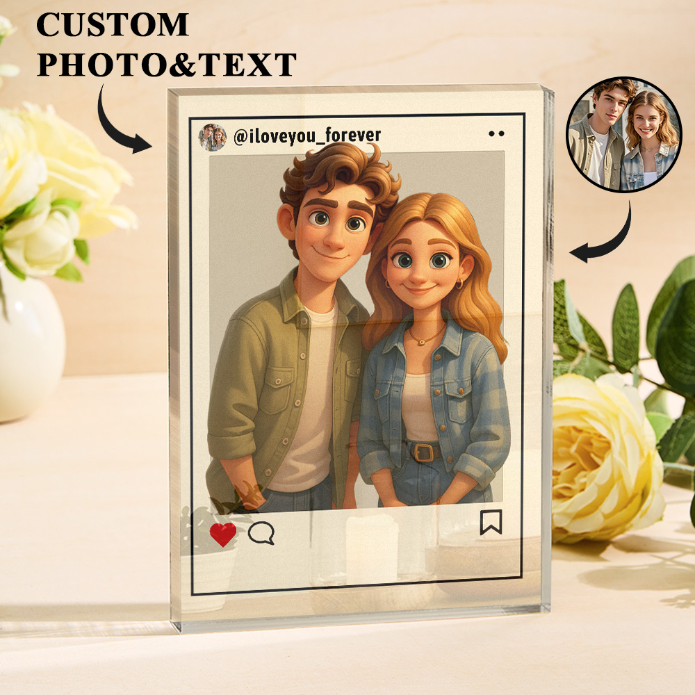 Personalized Cartoon Figure Gift Custom Acrylic Block Plaque Ornament Wedding Anniversary Birthday Festival Gift - GiftlabUS