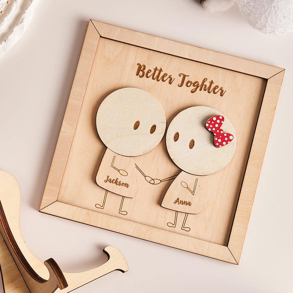 Custom Name Wooden Plaque Couple Better Together Personalized Valentine's Day Gifts - Giftlab