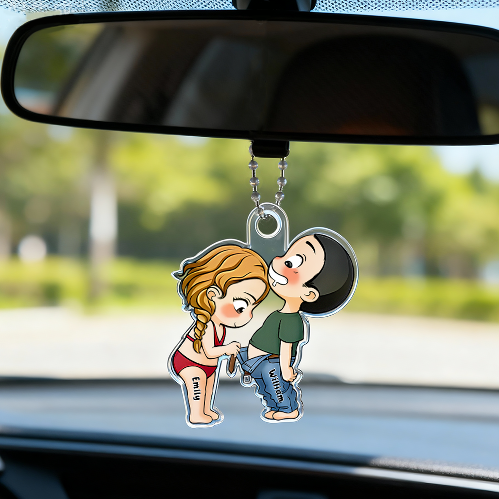 Cute Couple - Gift For Husband Wife, Anniversary - Personalized Car Ornament