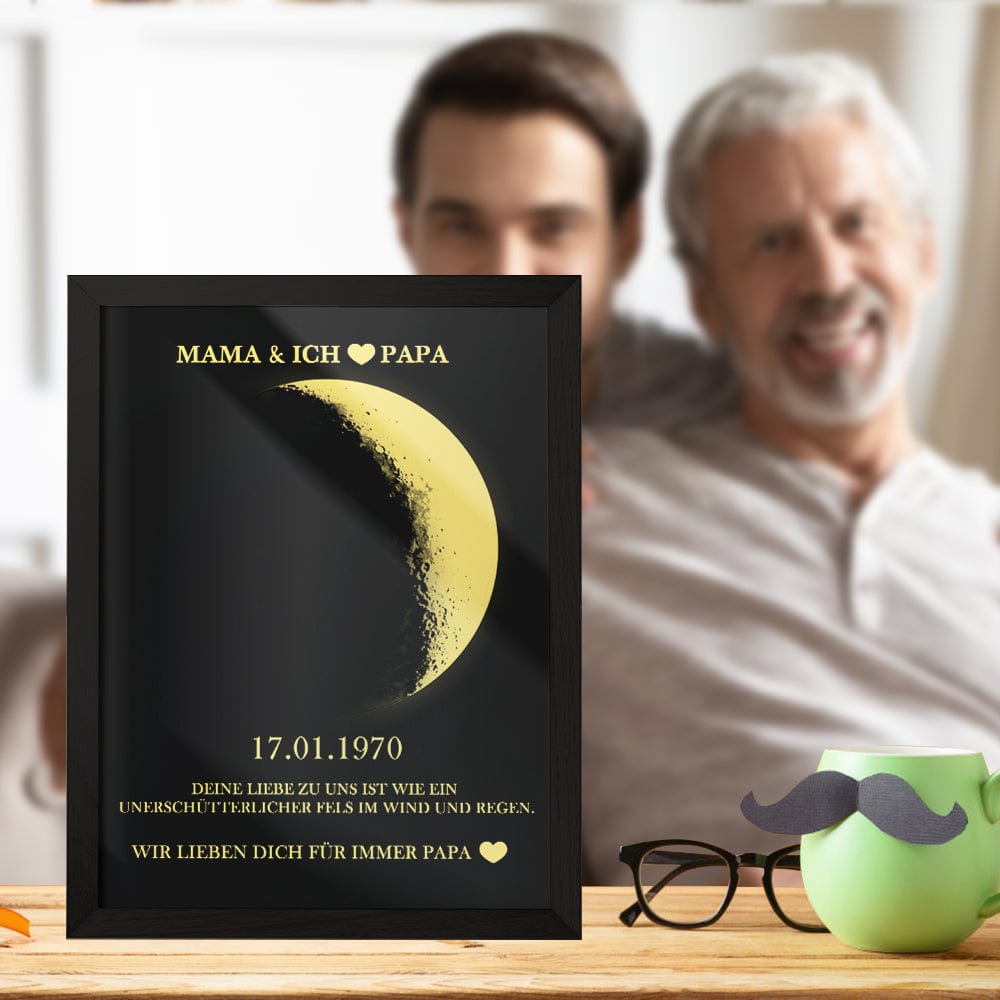 Custom Names Moon Phase Wooden Frame with Your Text Father's Day Gifts for Dad - Giftlab