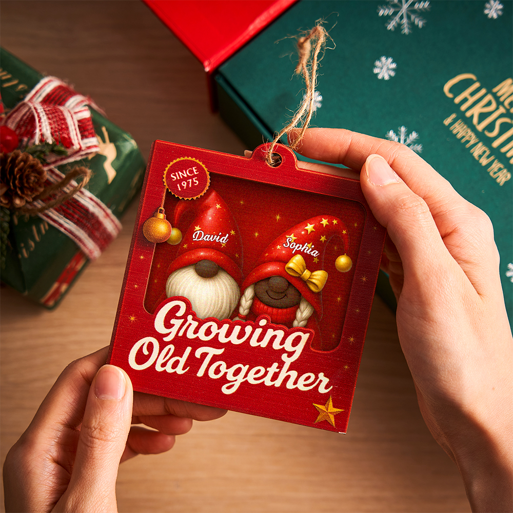 Growing Old Together Christmas Gnome Ornament Gift For Couples - GiftlabUS