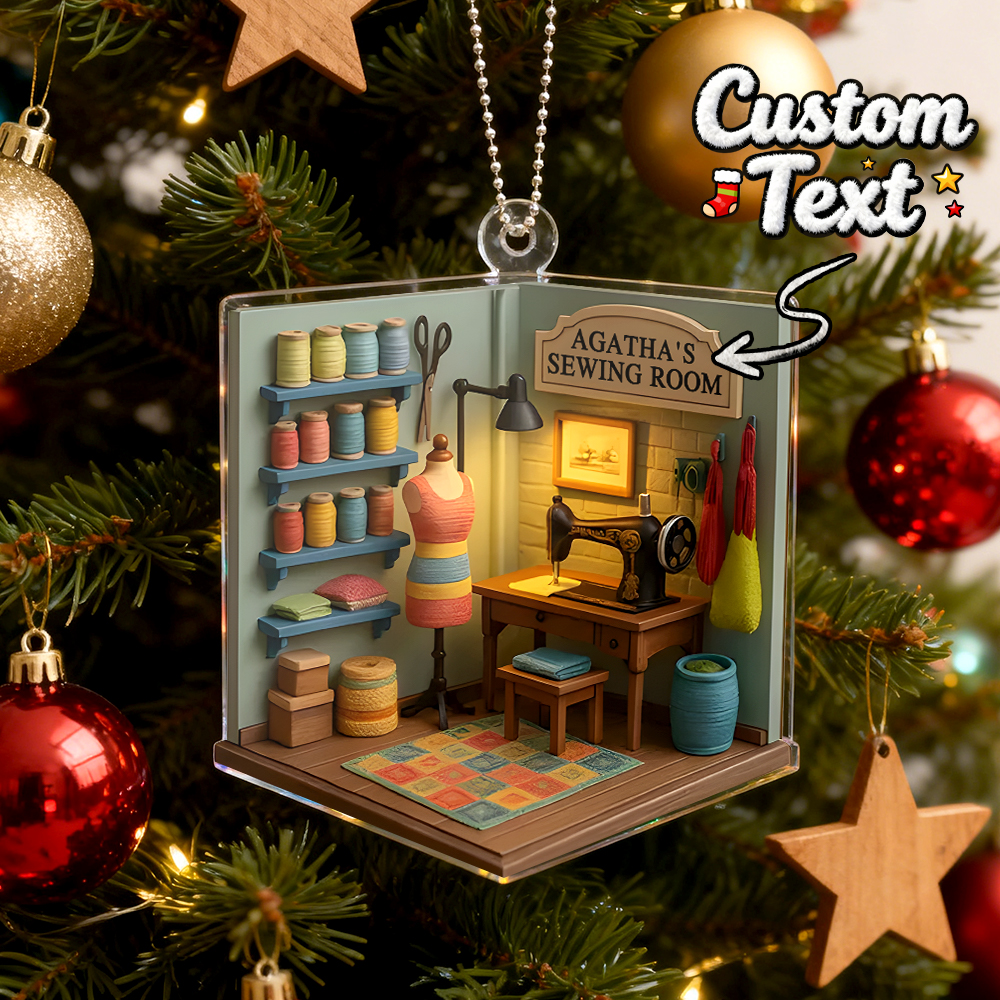 Personalized Cozy Sewing Room 2D Flat Print Acrylic Ornament Custom 1-Layered Sewing Machine Decoration Gift