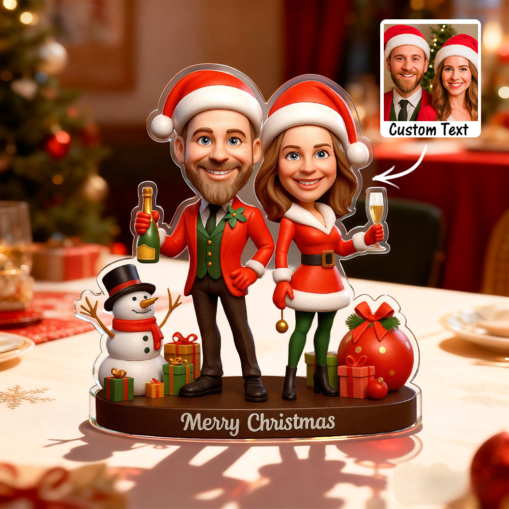 Personalized Couple Portrait Christmas Gift Acrylic Plaque