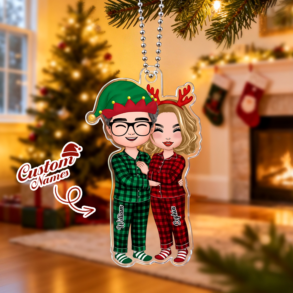 Doll Couple Standing Hugging - Personalized Ornament
