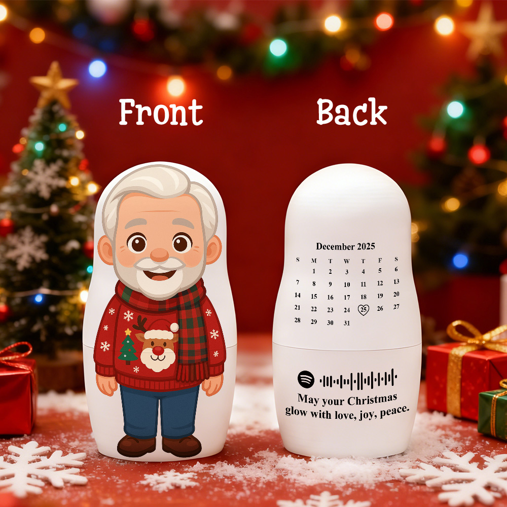 Custom Calendar Spotify Portrait Nesting Doll with Text Custom Photo Family Portrait Cartoon Style Gift Photo Christmas Gift - soufeeluk