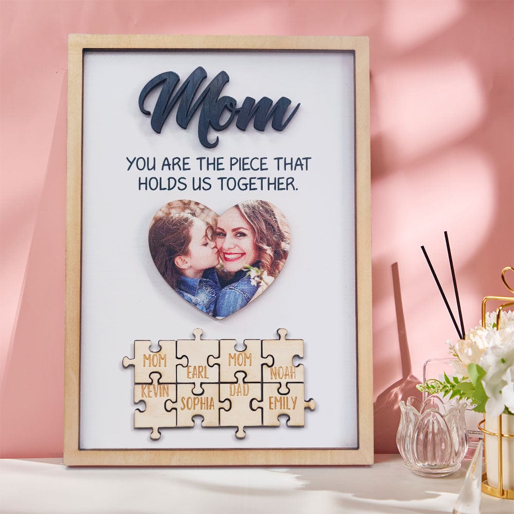 You Are the Piece That Holds Us Together Personalized Mom Puzzle Plaque Mum Puzzle Sign Mother's Day Gift - Giftlab