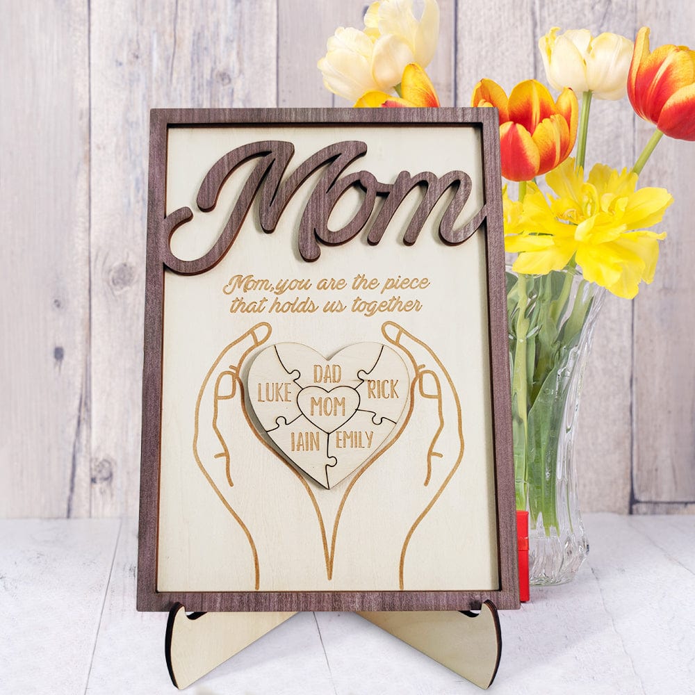 You Are the Piece That Holds Us Together Personalized Mom Puzzle Plaque Mom Puzzle Sign Mother's Day Gift - Giftlab