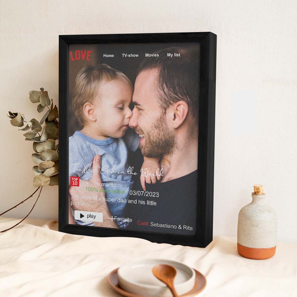 Custom Photo and Text Wooden Frame Trendy Daddy Poster Commemorative gift - Giftlab